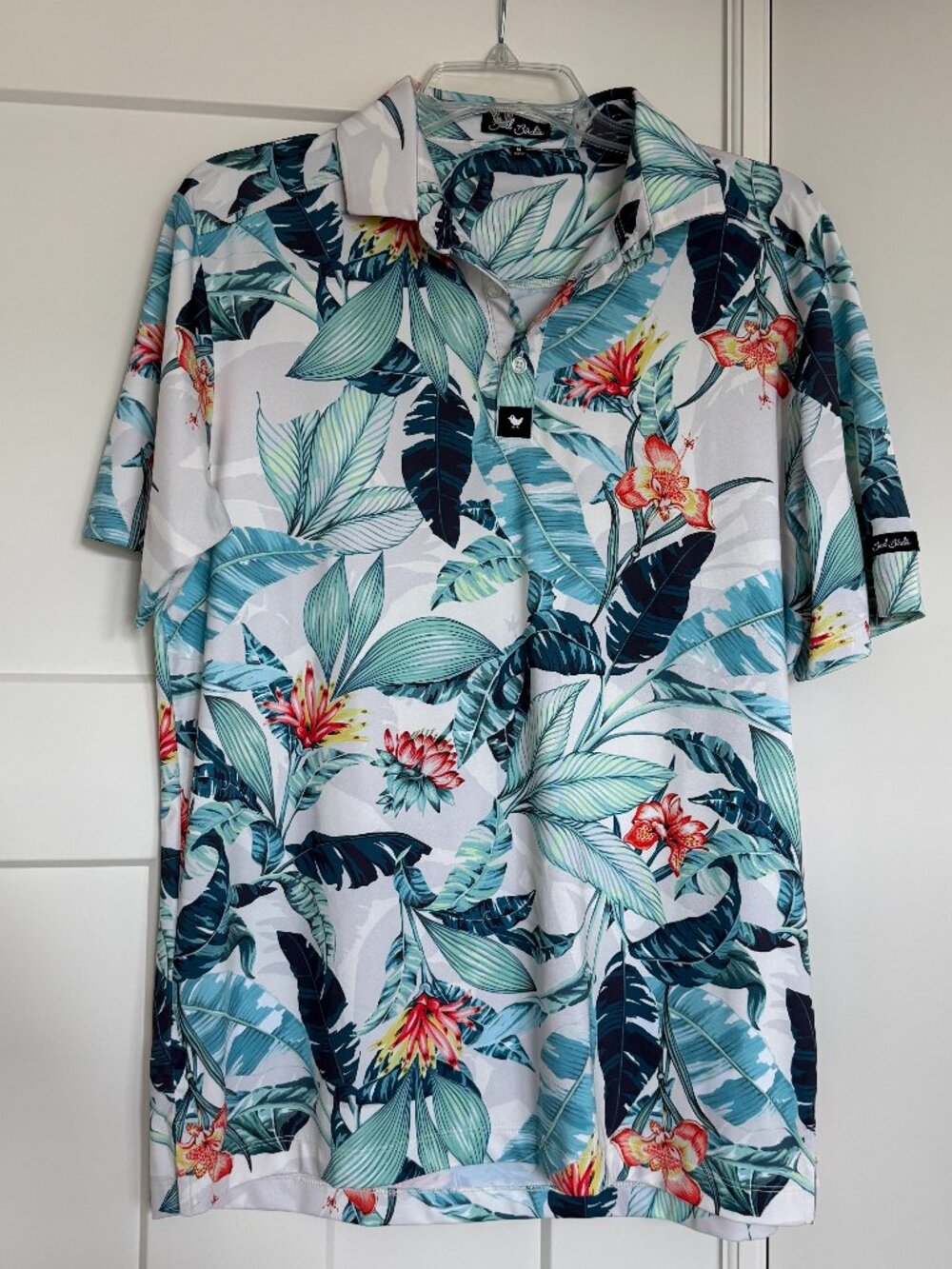 Bad Birdie Men's Tropical Island Green Golf Polo Size M